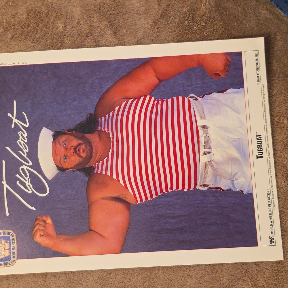 VINTAGE WWF Tugboat Poster - Red and White Stripes